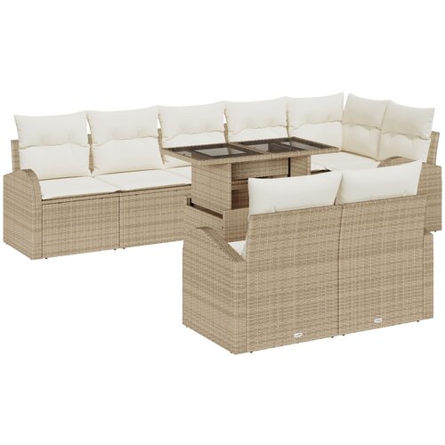 vidaXL 9 Komadni Vrtni Sofa Set s Jastučićima Bež Poli Ratan Cijene