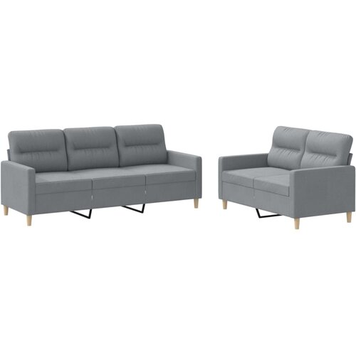 Maison Chic Sedežna garnitura - kavč 2-delna z blazinami svetlo sivo blago, (21729427) Cene