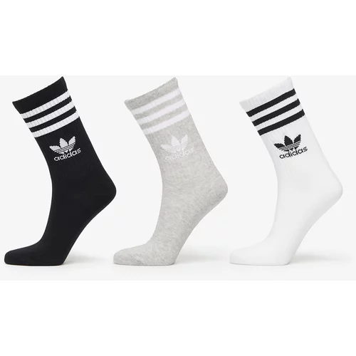 Adidas Mid Cut Crew Socks 3-Pack White/ Medium Grey Heather/ Black