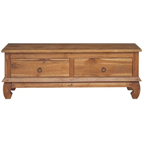  stalak s ladicama Prirodna 110 x 35 x 40 cm Čvrsto teak drvo Slike