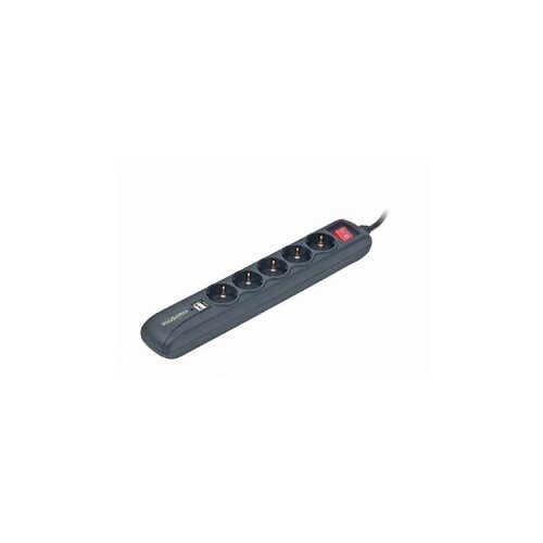 Razvodnik nap.GEMBIRD SPG5-U2-5, crni, Prekidač, 5 uticnica 1,5 M, prenaponska za&amp;scaron;tita 2x USB port Slike