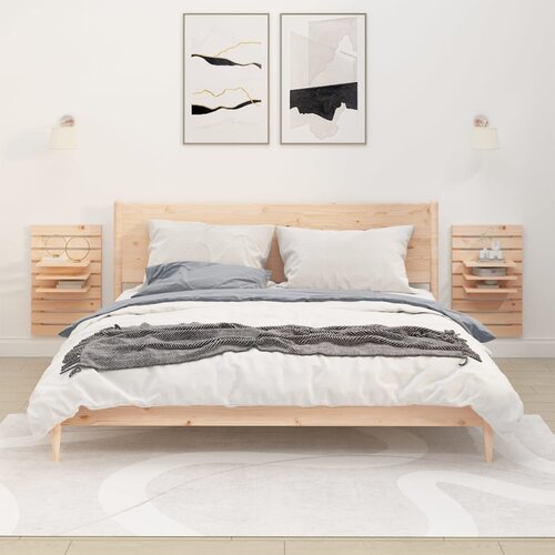 vidaXL Zidne police uz krevet 2 kom od masivne borovine Cijene