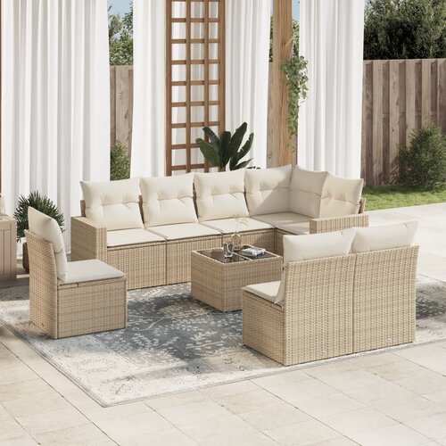 vidaXL 9-dijelni set vrtnih sofa s jastucima bež od poliratana Cijene