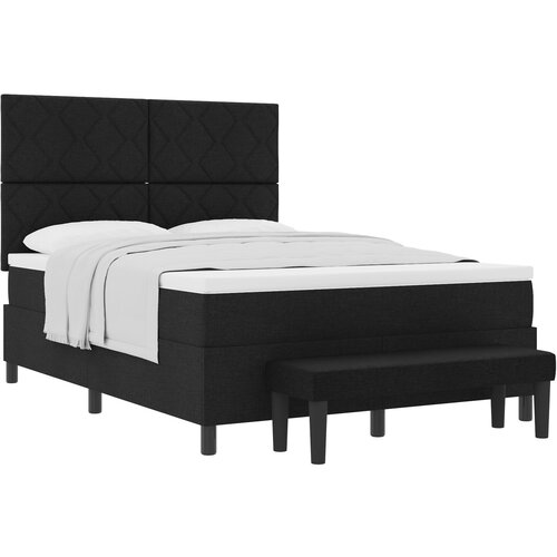 VidaXL Box Spring krevet s madracem i klupom Crna 140x200 cm Tkanina Slike