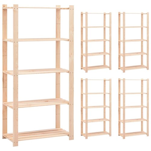 vidaXL Stalci za pohranu s 5 razina 5 kom 80x38x170 cm borovina 250 kg Cijene