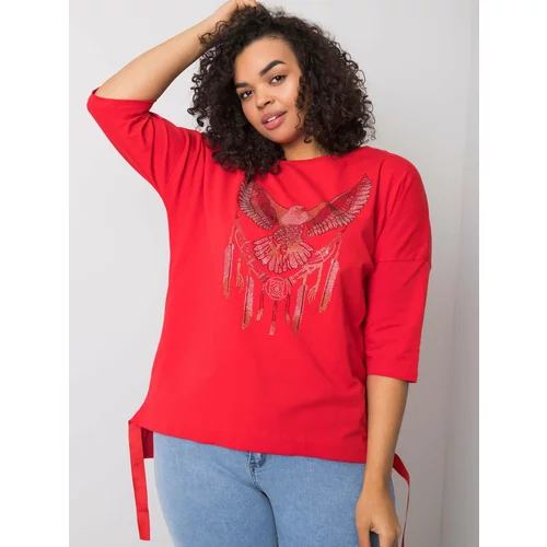 Fashion Hunters Red cotton blouse with patches
