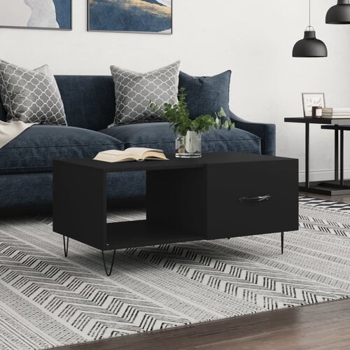 vidaXL Klubska mizica črna 90x50x40 inženirski les Cene
