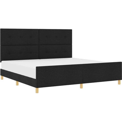  Krevetna konstrukcija s uzglavljem Crna 200 x 200 cm tkanina Slike