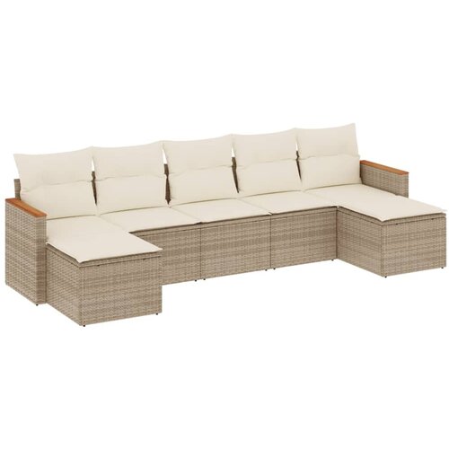 7-dijelni set vrtnih sofa od poliratana s jastucima bež 61 x 62 x 69 cm Slike