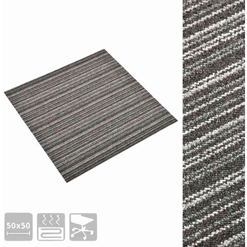  Tepih 20 pcs Prugasta antracit 50 x 50 cm 100% Polipropilen - Prugasta antracit Slike
