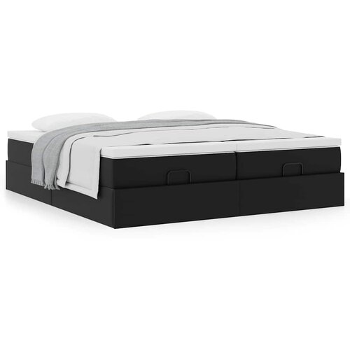 VidaXL Otomanski posteljni okvir z vzmetnicami črn 160x200cm um. usnje Slike