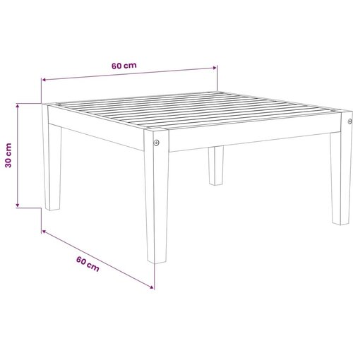  Stol za vrt Čvrsto drvo akacije Prirodna 60 x 60 x 30 cm - Crna i krem bijela stol Slike