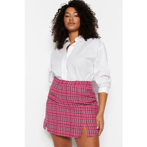 Trendyol Curve Plus Size Skirt - Pink - Mini