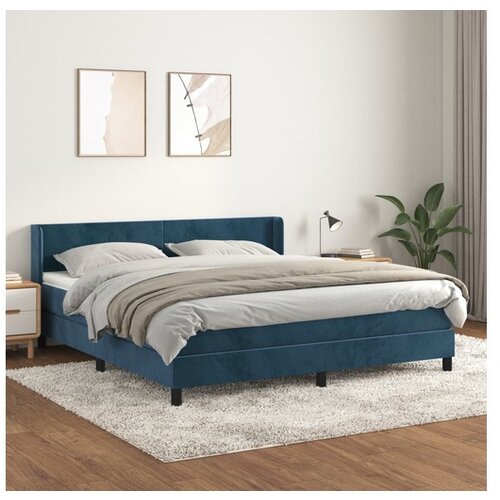 VidaXL Box spring postelja z vzmetnico temno modra 160x200 c Slike