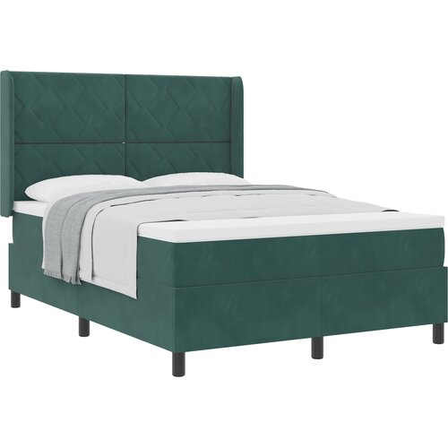 vidaXL Box spring krevet Tamnozelena 140 x 200 cm Baršun - Tamnozelena 140 x 200 cm Dizajn s rombovima Cene