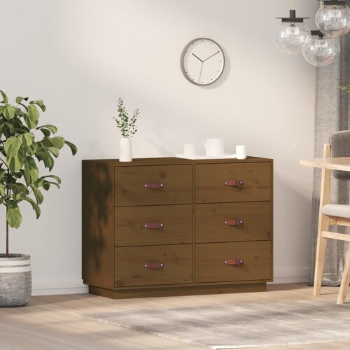  Komoda smeđa boja meda 100 x 40 x 75 cm od masivne borovine Cijene