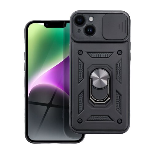  futrola hard protect sa prstenom (slide armor) za iphone 15 pro (6.1) crna Slike