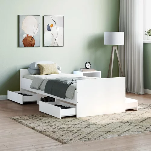 vidaXL Okvir kreveta s uzglavljem i podnožjem bijeli 75 x 190 cm