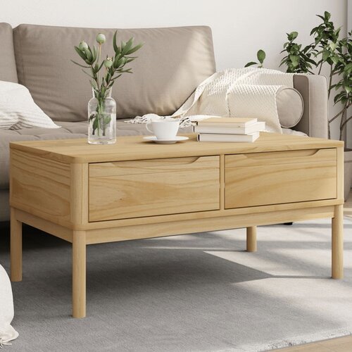 vidaXL Klubska mizica FLORO voščeno rjava 99x55,5x45 cm trdna borovina Cene
