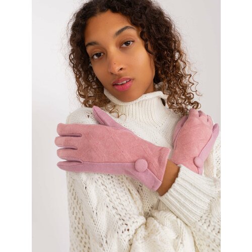 Fashion Hunters Light pink women's gloves with button Slike