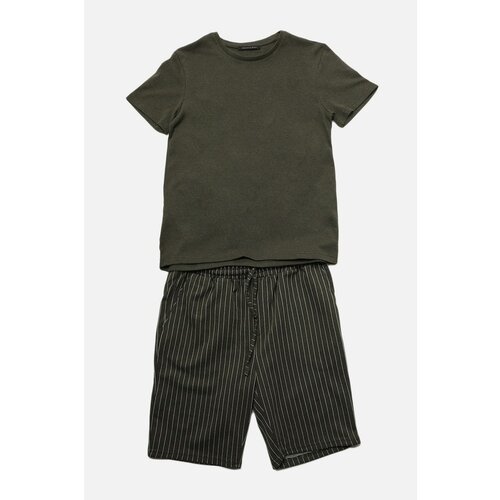 Trendyol Khaki Men Regular Fit Bottom Striped Pajamas Set Cene