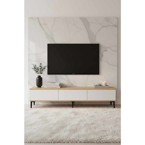 Hanah home TV komoda Didema 180, 180 cm, hrast Sapphire / bela Slike