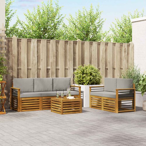  Set vanjskih sofa 6 kom. Prirodna i svjetlosiva Cene