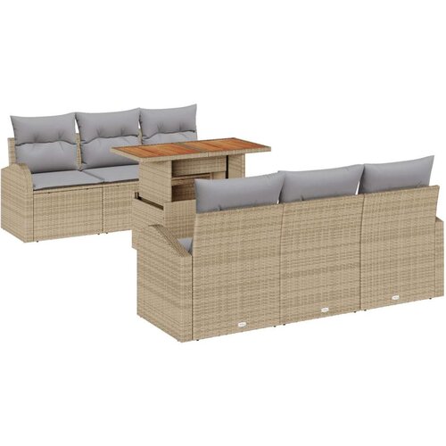  7-dijelni set vrtnog sofa s jastučićima bež poli ratan  2-sjedna vrtna sofa s pohranom i jastučićima bež poli ratan Cijene