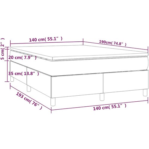  Krevet s oprugama i madracem svjetlosivi 140x190 cm od tkanine Slike