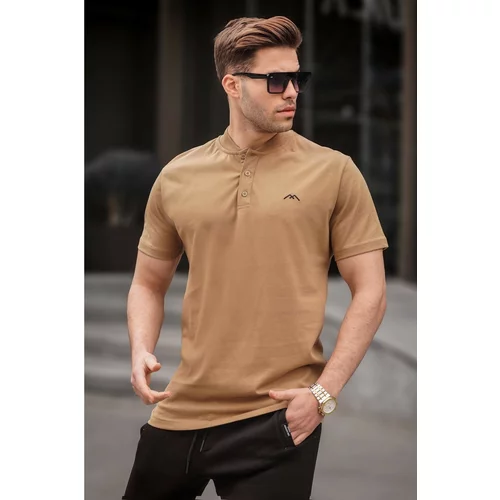 Madmext Cappuccino Colored Collar Men's T-Shirt 6067