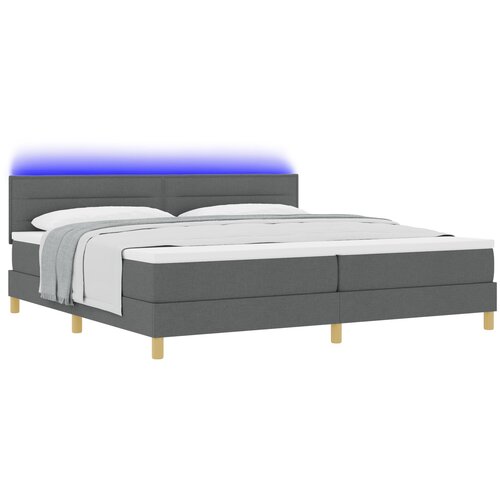 VidaXL Krevet s kutijom s madracem &amp;amp; LED Tamno siva 200x200 cm Tkanina Slike