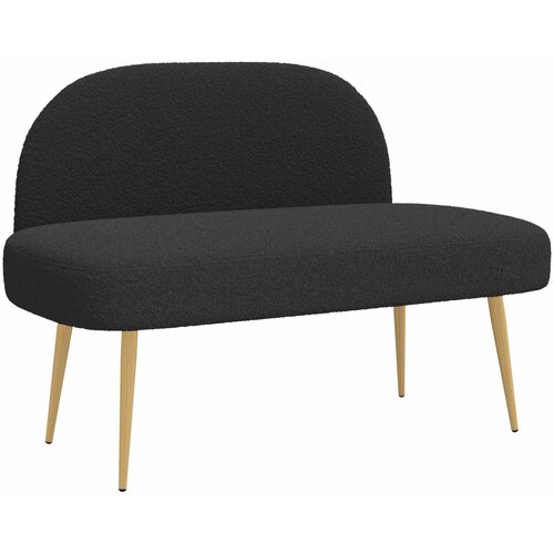  Oblikovana klupa s naslonjačem Crna 110 x 60 x 76 cm Boucl&amp;eacute; Slike