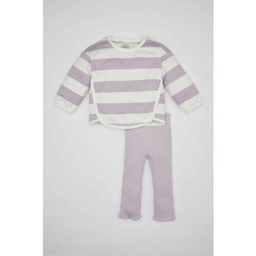 Defacto 2 piece Regular Fit Crew Neck Striped Knitted Set Slike