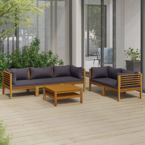  Vrtna sedežna garnitura 6-delna z blazinami trden akacijev les, (20598025)