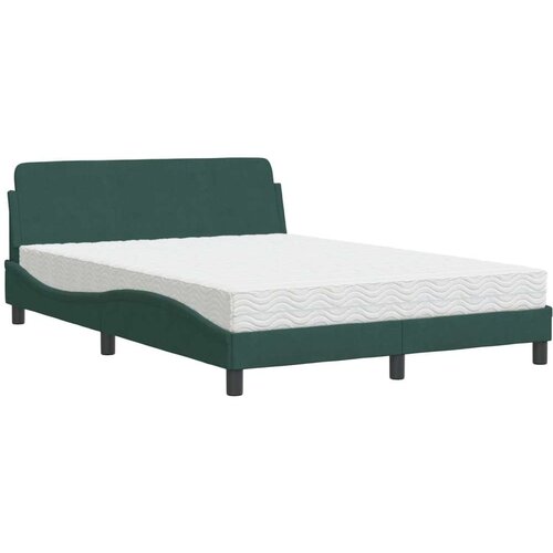 VidaXL Krevet s madracem tamnozeleni 140x200 cm bar&amp;scaron;unasti Slike