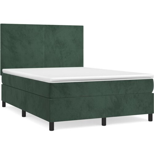 VidaXL Box spring postelja z vzmetnico temno zelena 140x200 cm žamet, (20896954) Slike