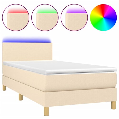 Maison Chic Box spring postelja - Vzmetna postelja z vzmetnico LED krem 90x200 cm blago SL2457, (21903999) Slike