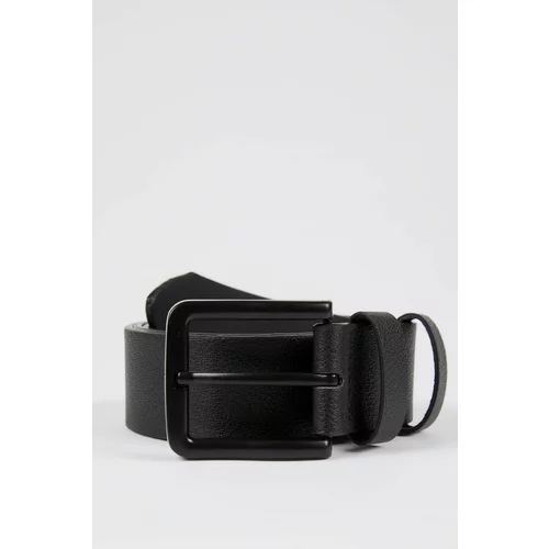 Defacto Men's Rectangle Buckle Faux Leather Belt