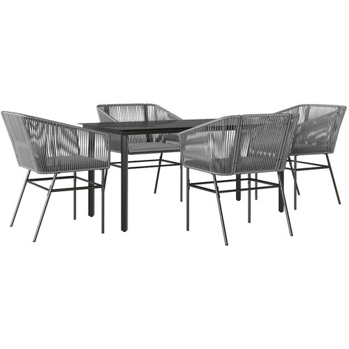  5-dijelni vrtni blagovaonski set s jastucima poliratan i staklo Siva 160 x 80 x 74 cm Slike