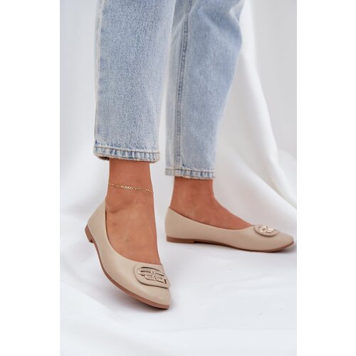 PS1 Ballet Flats On Flat Sole With Decoration Beige Ainoria Slike