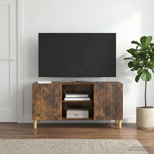 TV ormar 102 x 34,5 x 50 cm Dimljeni hrast Konstruirano drvo Slike