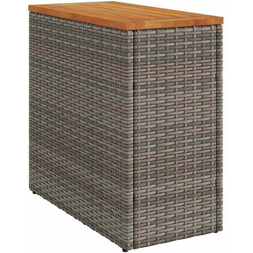  Vrtni bočni stolić s drvenom pločom sivi 58x27,5x55cm poliratan Slike