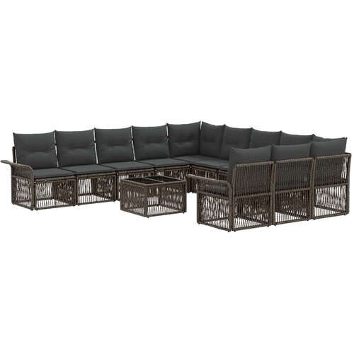 vidaXL Vrtna sedežna garnitura 12 pcs Siva poli ratan, (5000270091) Cene
