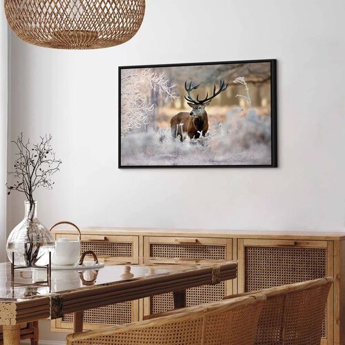  Slika - Deer in the Cold 120x80 U crnom drvenom okviru Slike