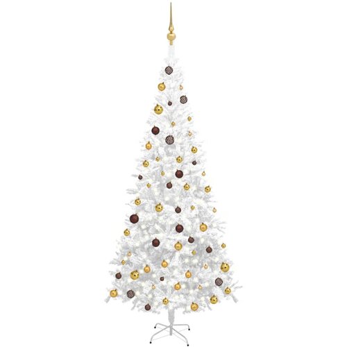 vidaXL umjetno božićno drvce LED s kuglicama L 240 cm bijelo Cene