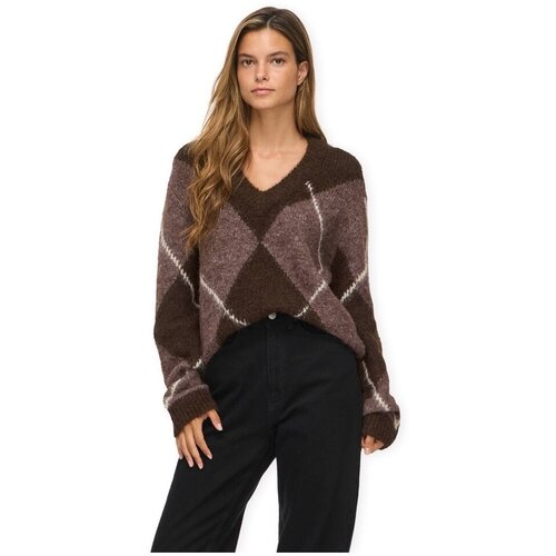 Vila Puloverji Tolise Knit - Coffee Bean/Dark Natur Kostanjeva Slike