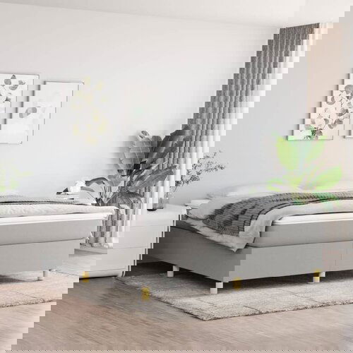 The Living Store Box spring postelja z vzmetnico svetlo siva 160x200 cm žamet - Box Spring Postelja, (21490222) Slike