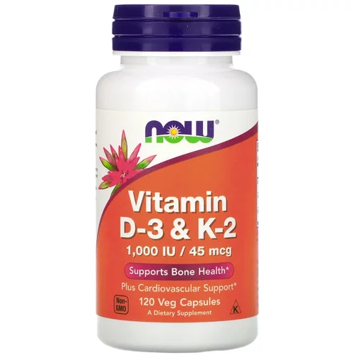 NOW Vitamin D3 & K2 1.000 I.E / 45 µg, kapsule
