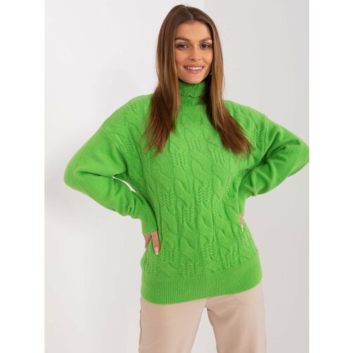 Fashion Hunters Light green knitted sweater with long sleeves Slike