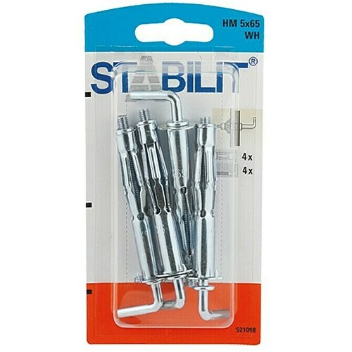 STABILIT Set metalnih tipli za šuplje građevinske materijale (Promjer tiple: 5 mm, Duljina tiple: 65 mm, Prikladno za: Pločasti građevinski materijali i šupljine, 4 Kom., S vijcima/kukama) Cijene